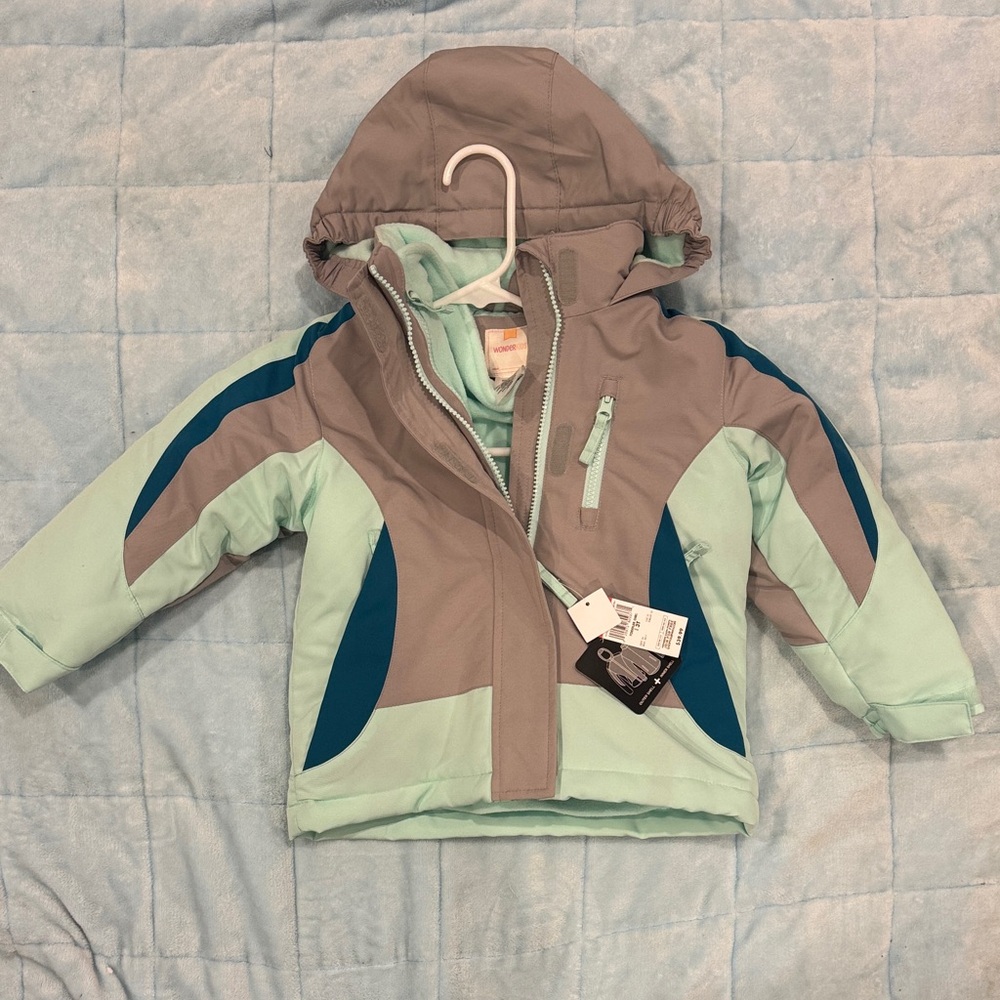Wonderkids 3-in-1 Mint Green and Gray Hooded Jacket